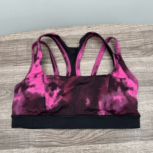 Lululemon 6 pink/black tie dye racerback Removable pad activewear sport bra - Picture 3 of 8